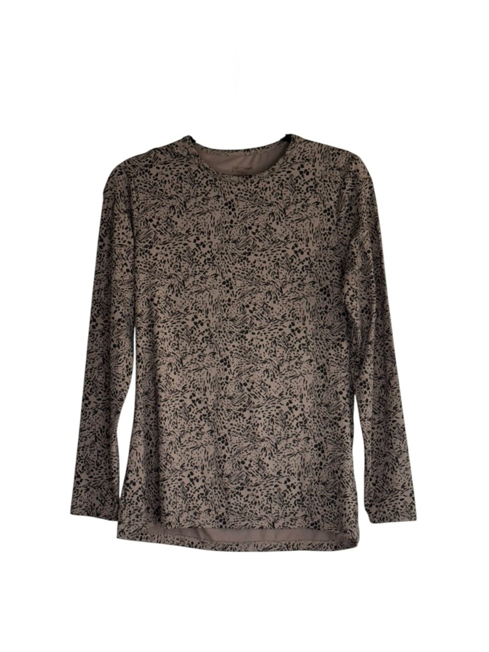 Chill Chasers By Cuddl Duds Long Sleeve Crew Neck Top - Taupe/Black